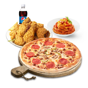 피치세트L(콤비네이션피자L+후라이드치킨(뼈))+스파게티+콜라1.25L